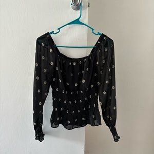 Madewell Georgette square-neck smock-waist floral top